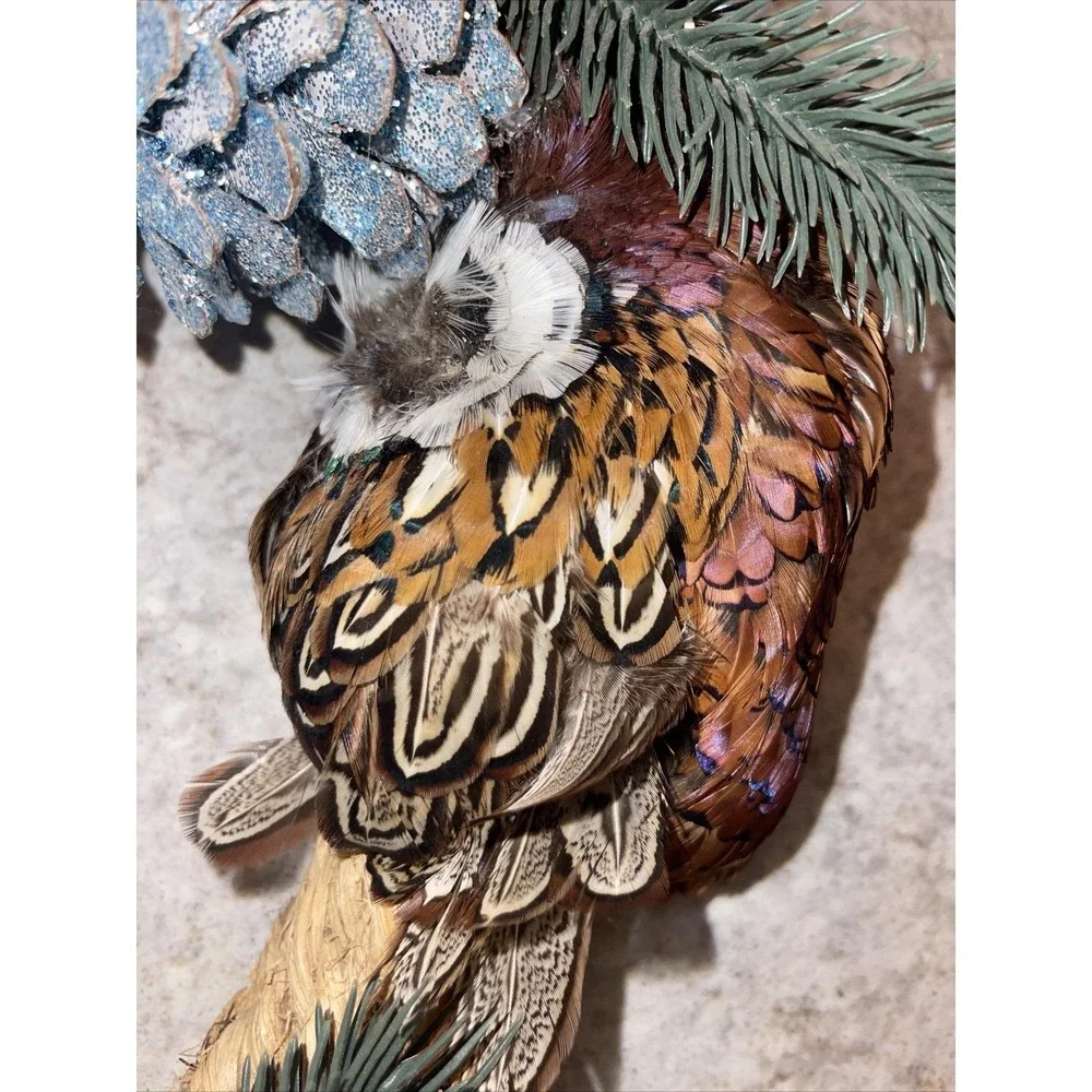 Ring Neck Pheasant Feathers Tails Pelt Down Heart Wreath Taxidermy 15